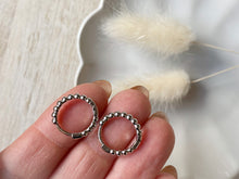 Load image into Gallery viewer, Silver Beaded Hoops
